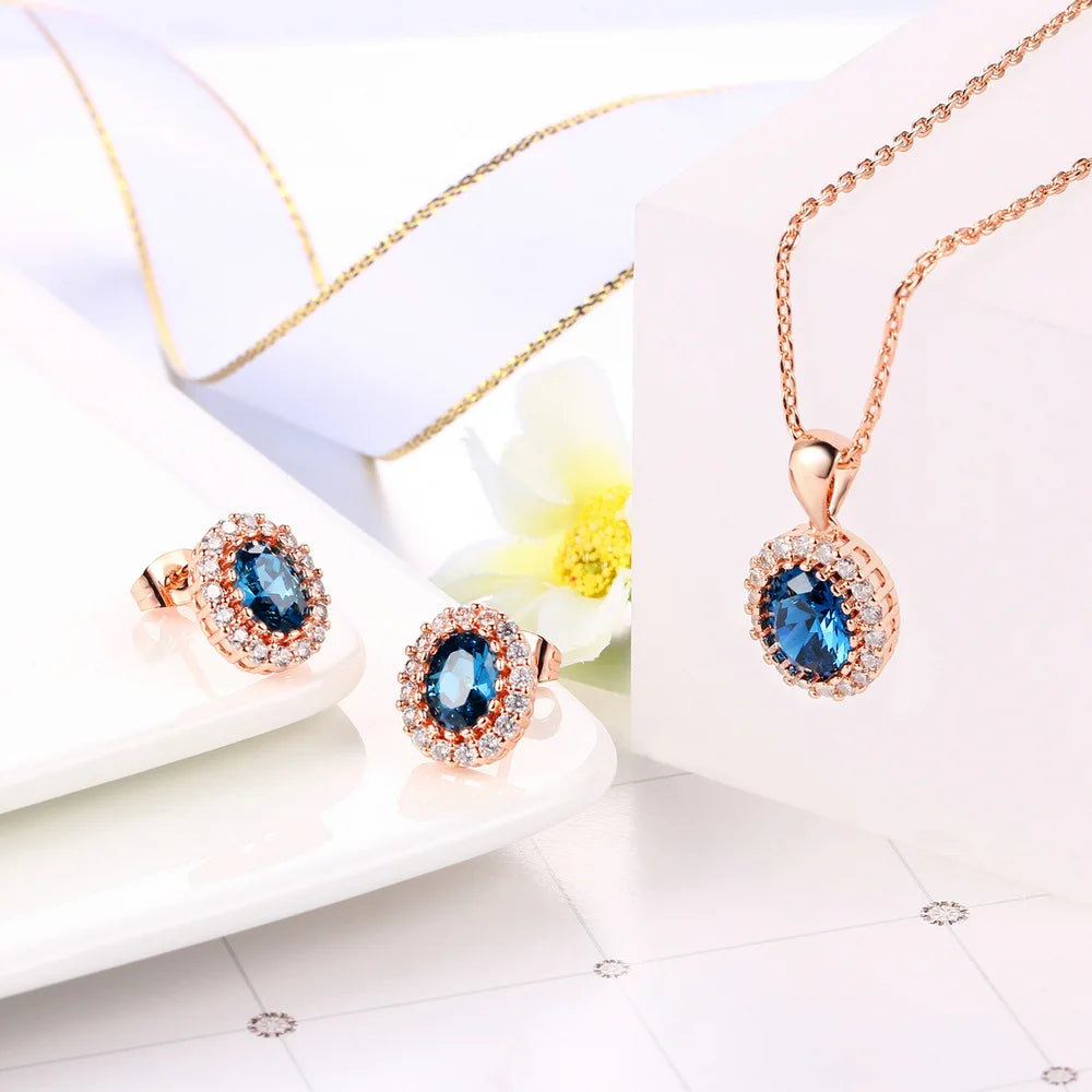 Rose Gold Austrian Crystal 3 Piece Jewelry Set