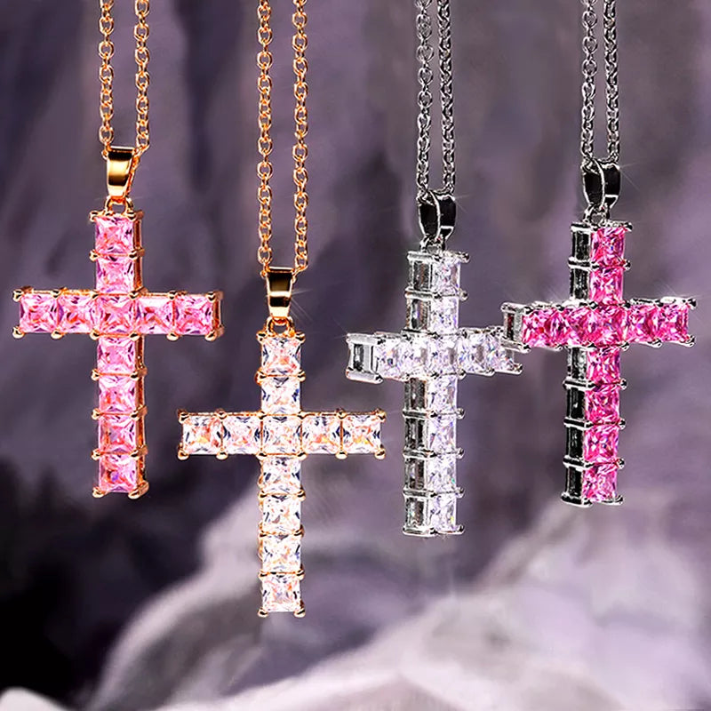 Cross Necklace Inlaid with Cubic Zirconia