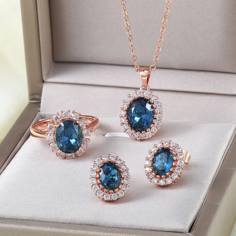 Rose Gold Austrian Crystal 3 Piece Jewelry Set