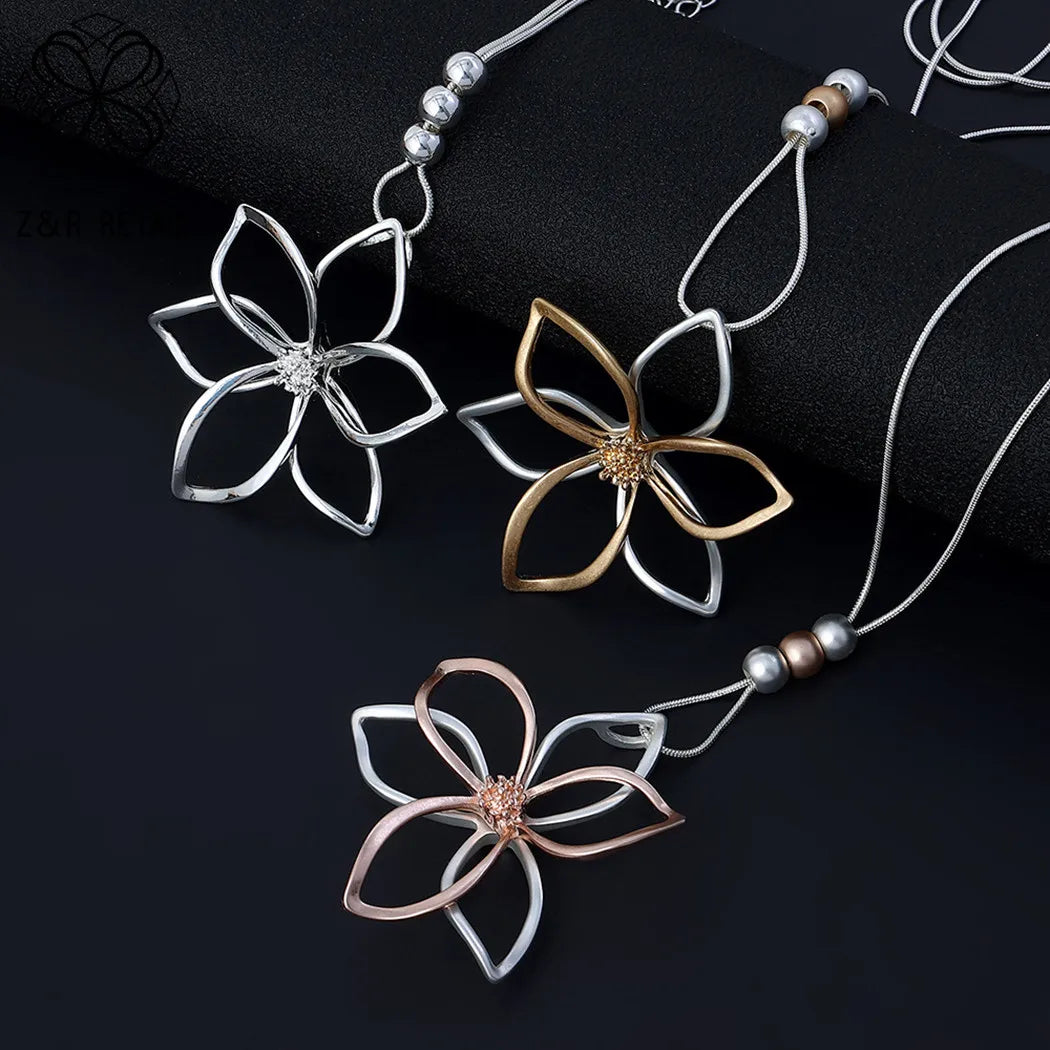 Korean Flower Pendant Necklace