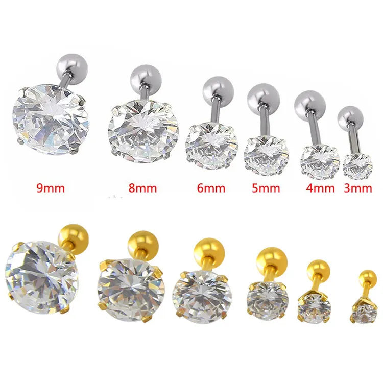 Zircon Ear Studs Earrings (set of 4)