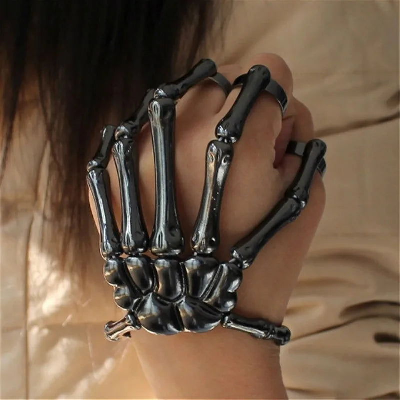 Punk Skeleton Hand Bone Five Finger Ring