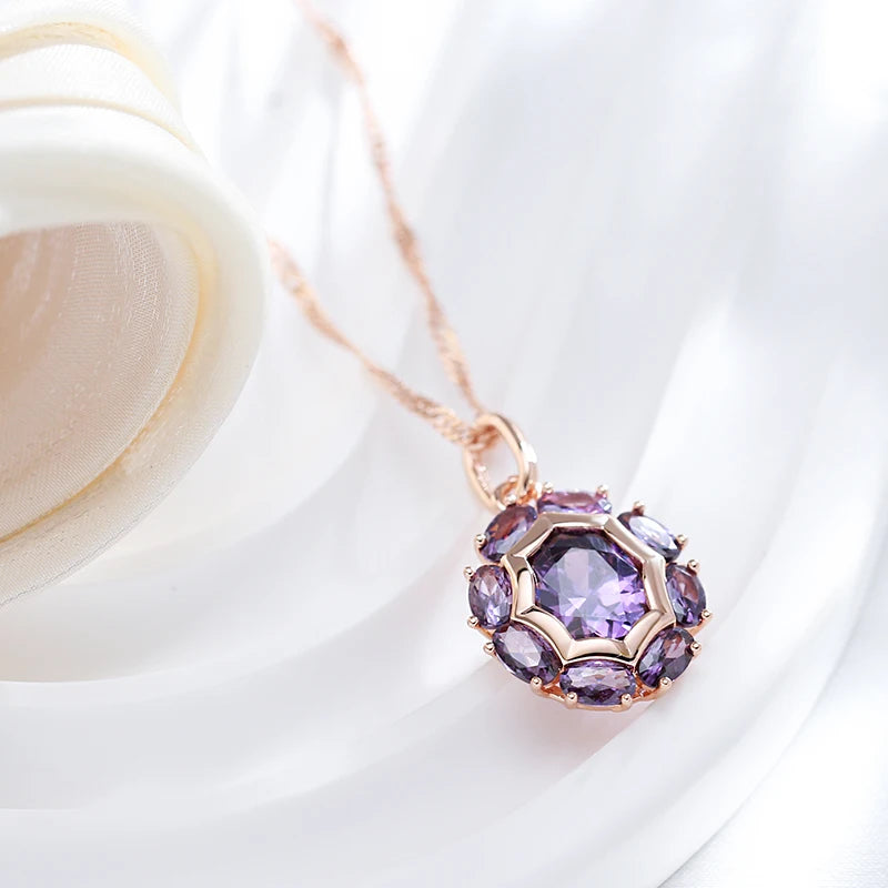 Oval Purple Natural Zirconia Pendant Necklace