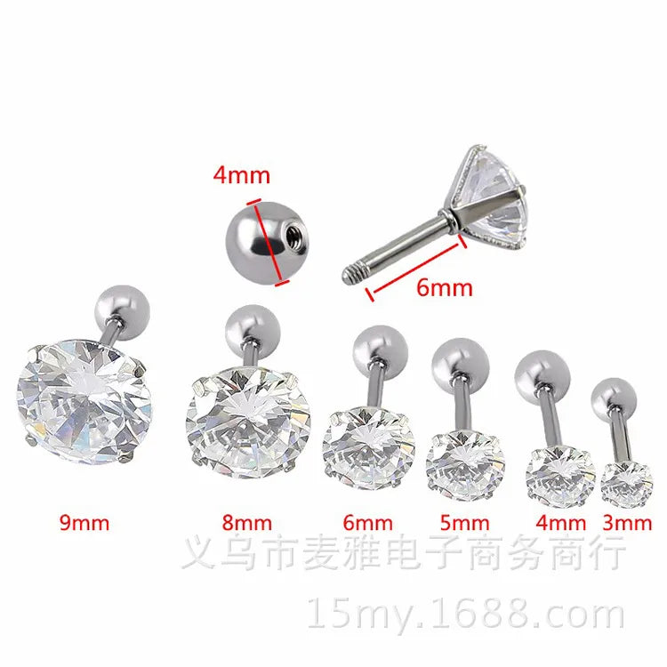 Zircon Ear Studs Earrings (set of 4)