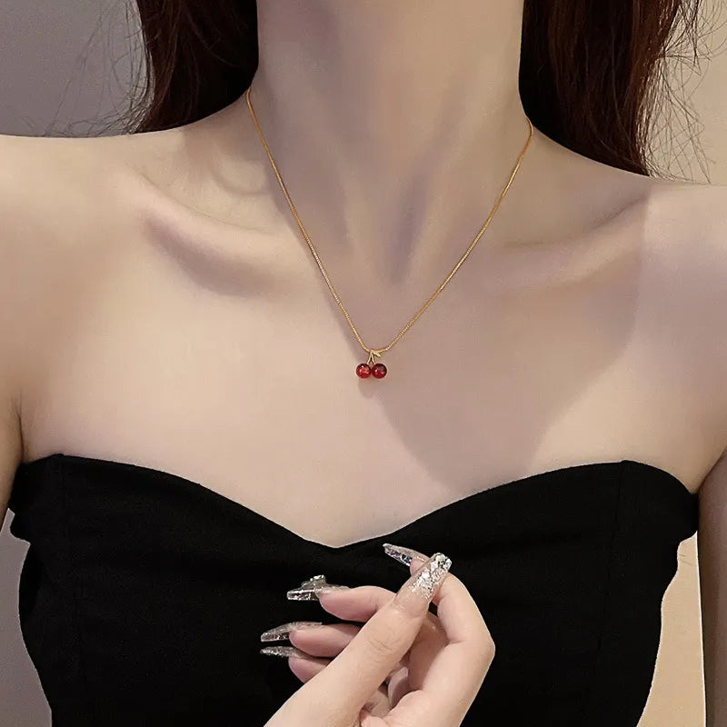 Red Cherry Pendant Necklace