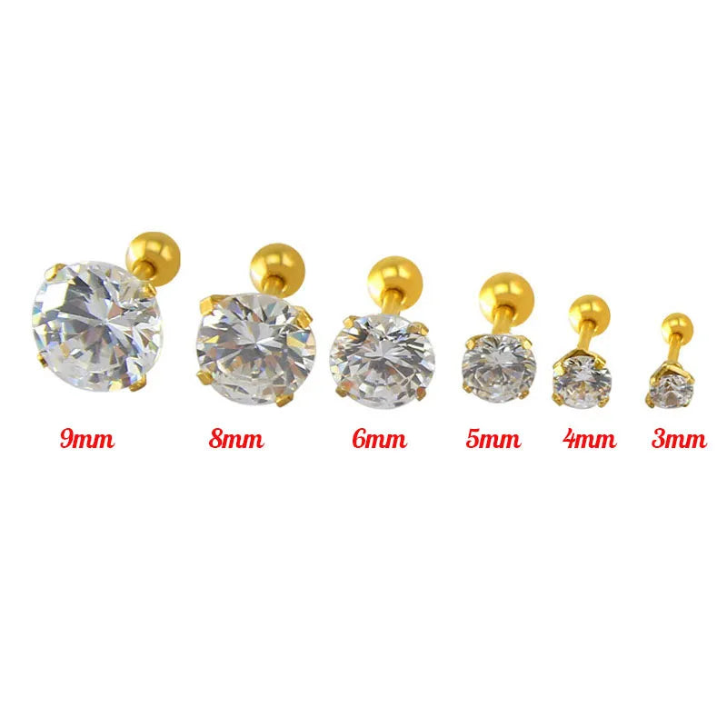 Zircon Ear Studs Earrings (set of 4)