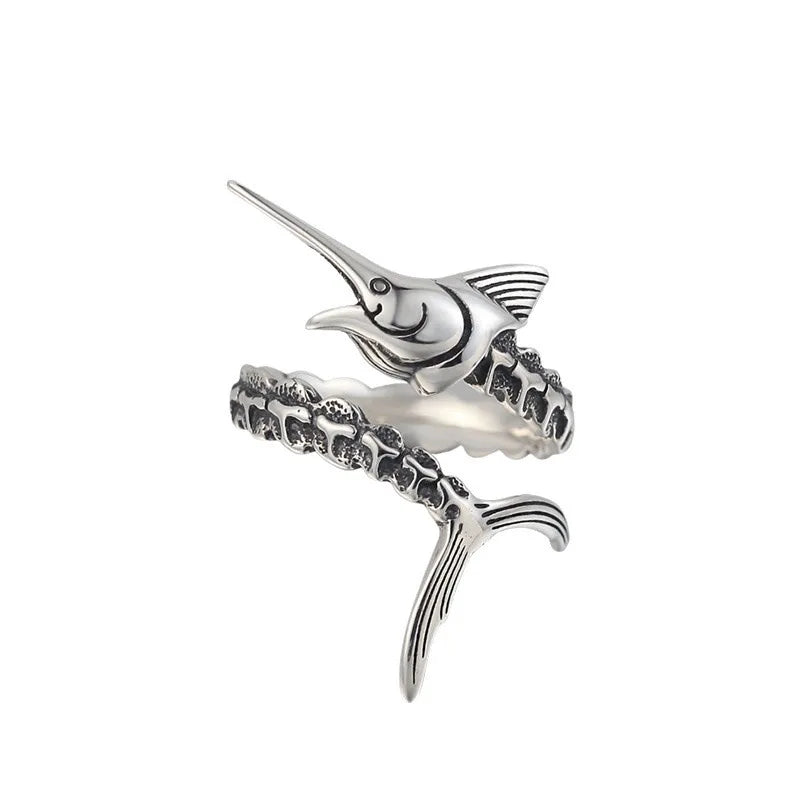 Silver Marlin Fish Rings