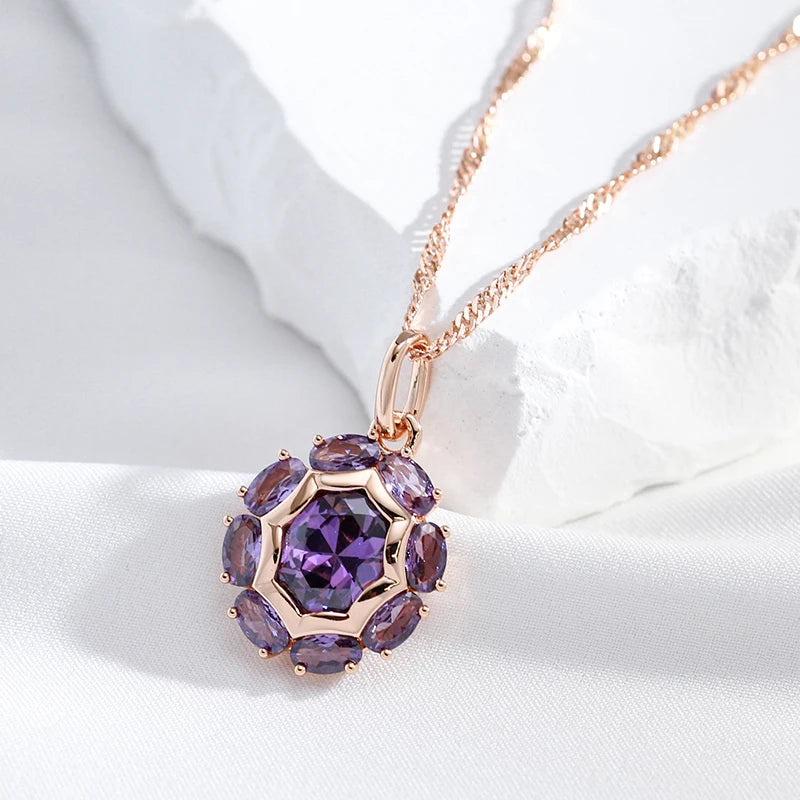 Oval Purple Natural Zirconia Pendant Necklace