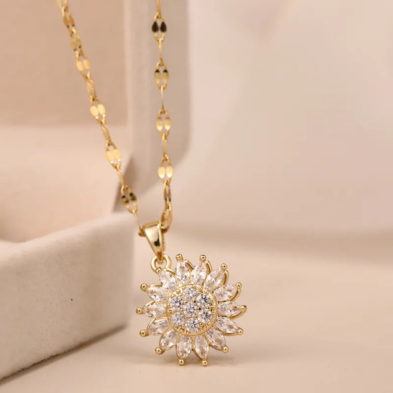 Double Rotating Sunflower Necklace