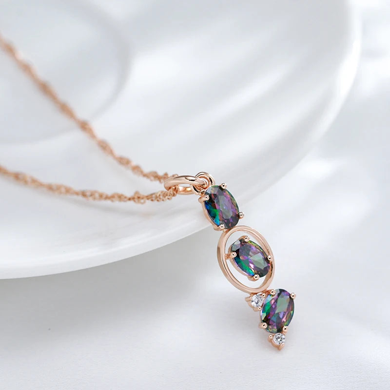 Rose Gold Drop Necklace Zirconia