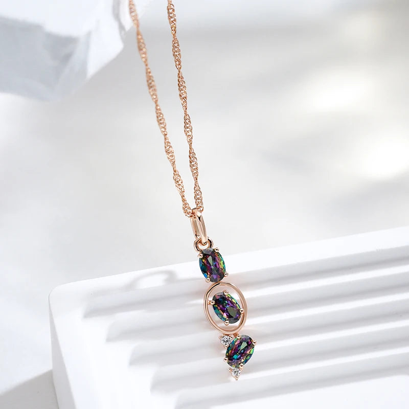 Rose Gold Drop Necklace Zirconia