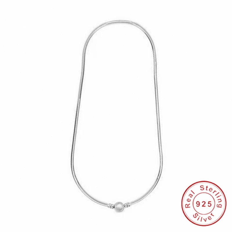 Sterling Silver Necklace with Ball Barrel Clasp
