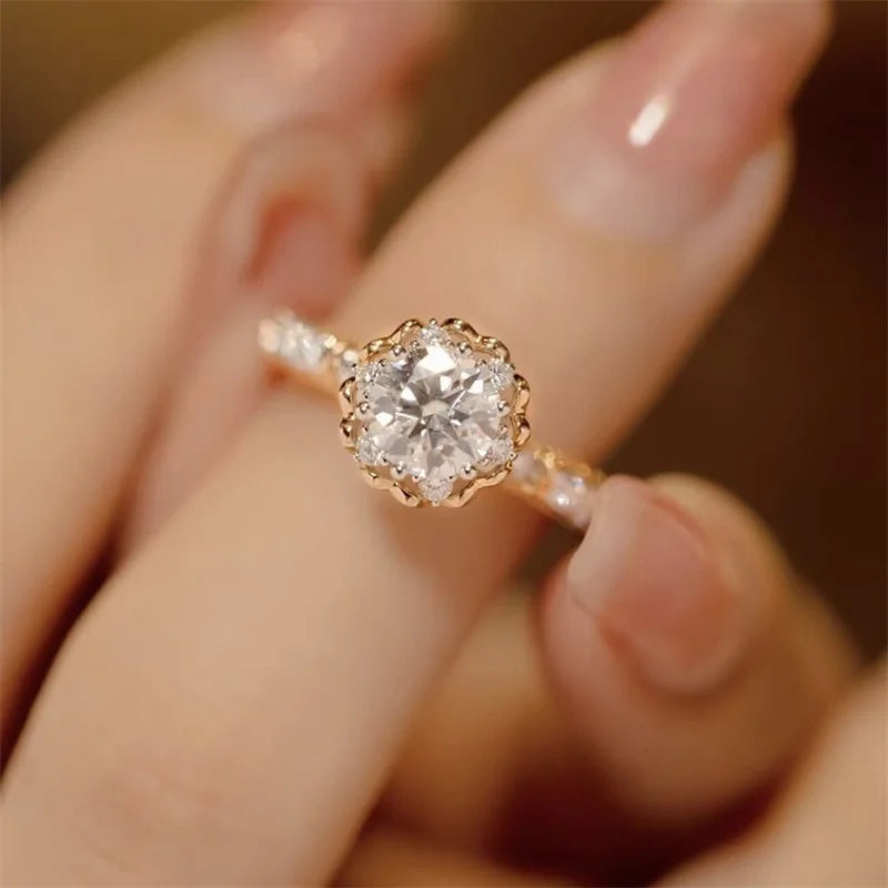 Dazzling Solitaire Ring with Silver and Gold Accents