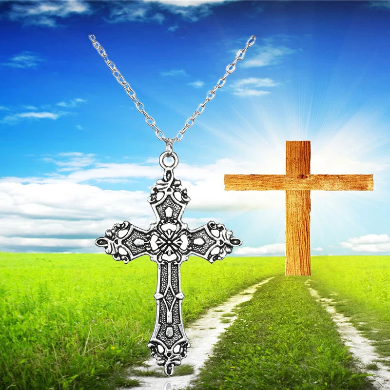 Vintage Look Cross Pendant Necklace