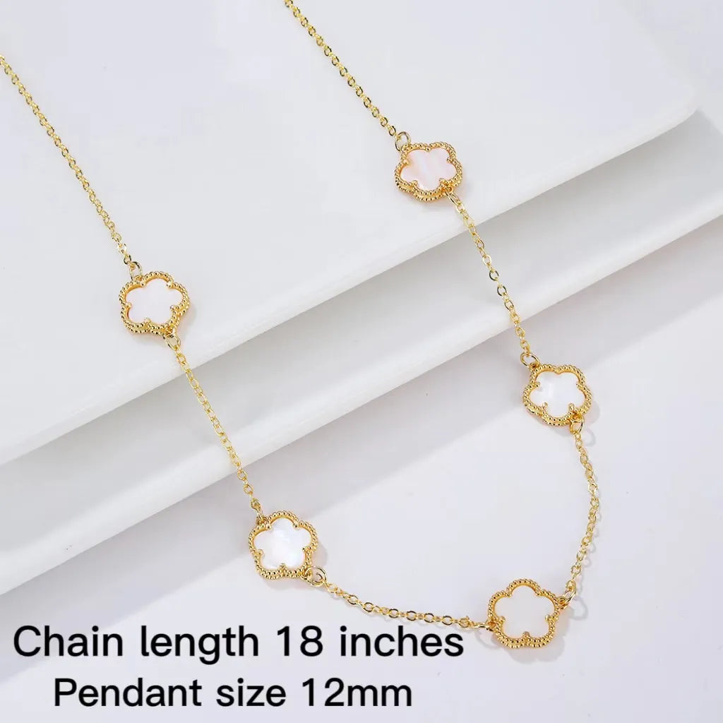 Five-Leaf Flower Bracelet Necklace Set