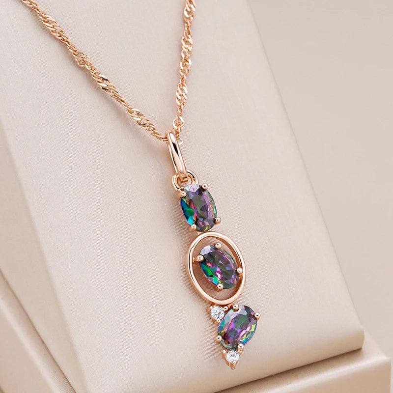 Rose Gold Drop Necklace Zirconia