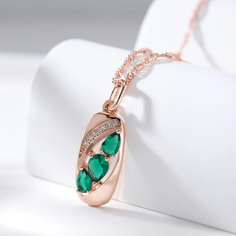 Rose Gold Green Zirconia Pendant Necklace