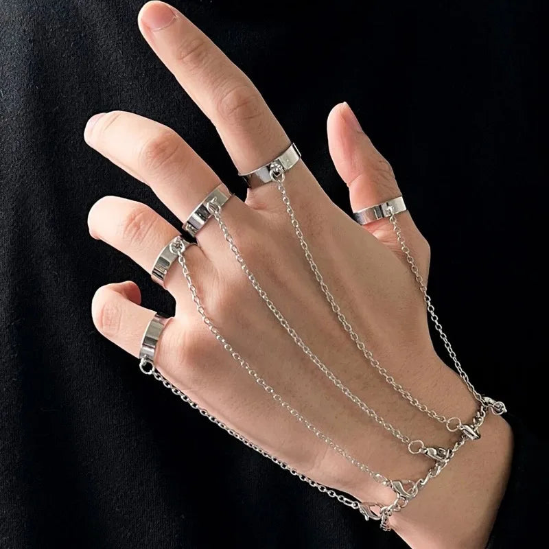 Punk Skeleton Hand Bone Five Finger Ring