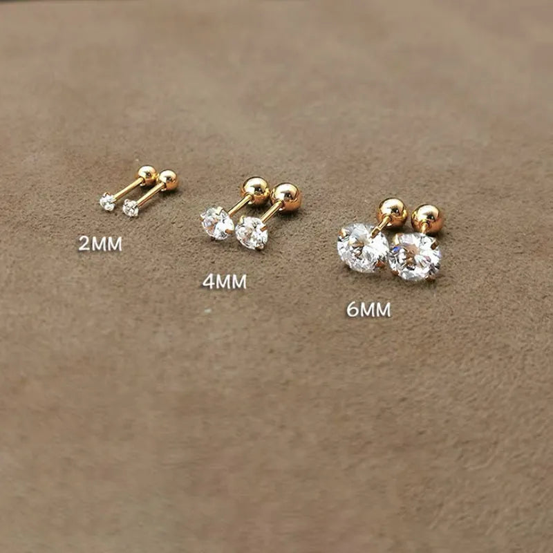 Zircon Ear Studs Earrings (set of 4)