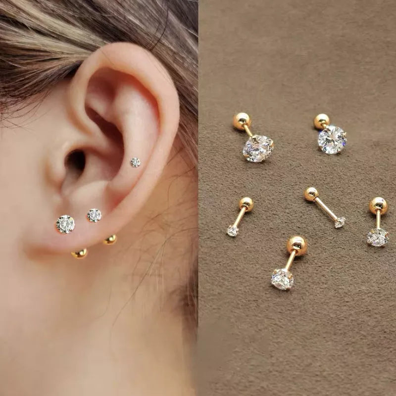 Zircon Ear Studs Earrings (set of 4)